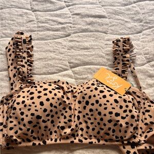 Leopard Print Ruffle Bikini Top